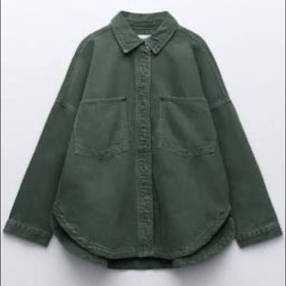 ZARA LIKE NEW army green utility /denim jacket